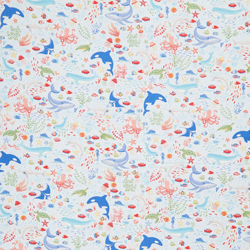 Deep Blue Sea - Creatures Light Blue Yardage