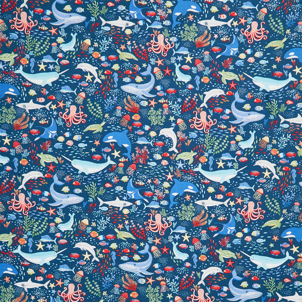Deep Blue Sea - Creatures Dark Blue Yardage