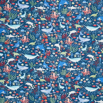 Deep Blue Sea - Creatures Dark Blue Yardage