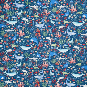 Deep Blue Sea - Creatures Dark Blue Yardage