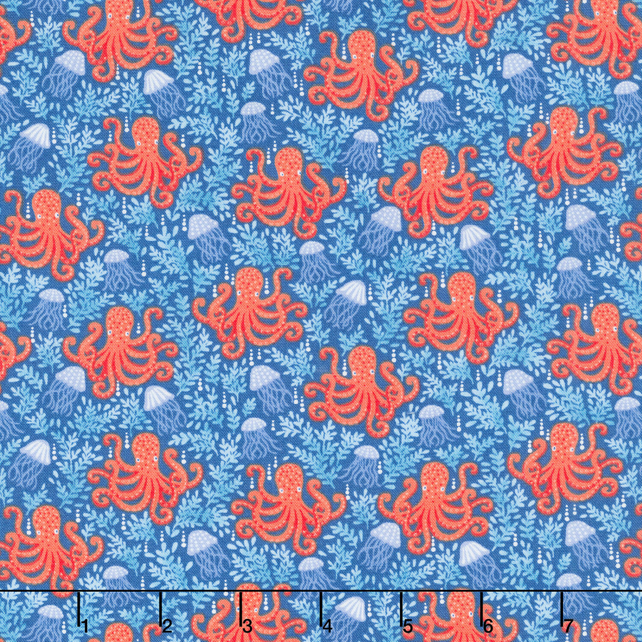 Deep Blue Sea - Octopus Dark Blue Yardage
