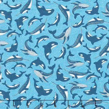 Deep Blue Sea - Fins and Tails Blue Yardage