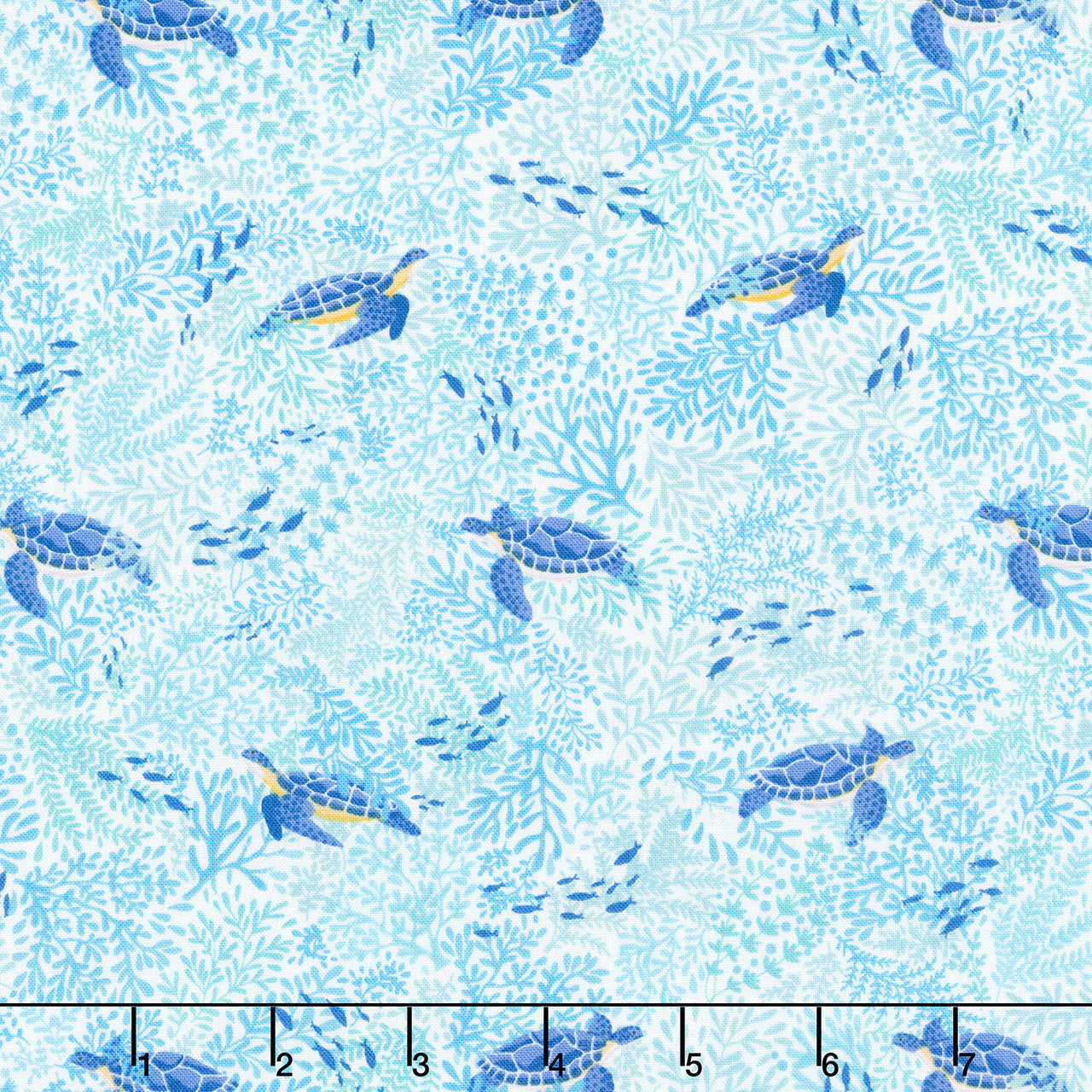 Deep Blue Sea - Turtles White Yardage