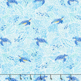 Deep Blue Sea - Turtles White Yardage