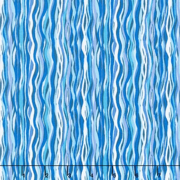 Deep Blue Sea - Wave Stripe Light Blue Yardage