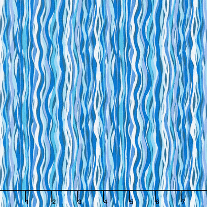 Deep Blue Sea - Wave Stripe Light Blue Yardage