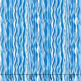Deep Blue Sea - Wave Stripe Light Blue Yardage