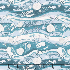 Prehistoric - Strata Blue Yardage