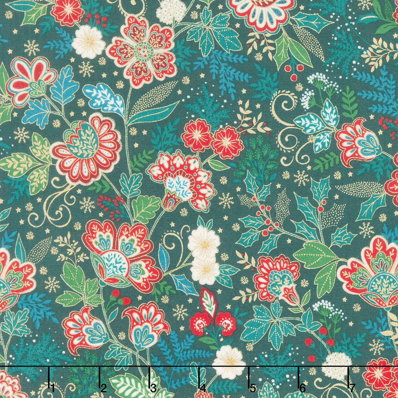 Adorn - Bloom Green Metallic Yardage