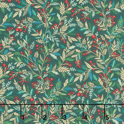 Adorn - Holly Green Metallic Yardage