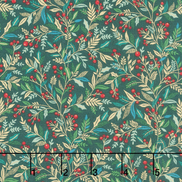 Adorn - Holly Green Metallic Yardage