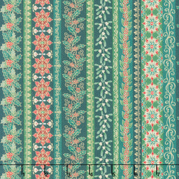 Adorn - Garland Stripe Green Metallic Yardage