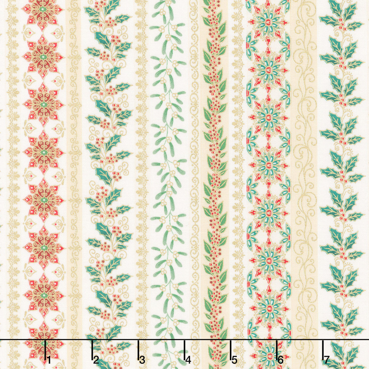 Adorn - Garland Stripe Cream Metallic Yardage
