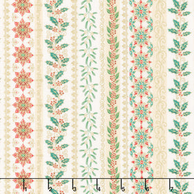 Adorn - Garland Stripe Cream Metallic Yardage