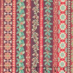 Adorn - Garland Stripe Burgundy Metallic Yardage