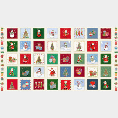 Jolly St Nick - Squares Metallic Multi Panel