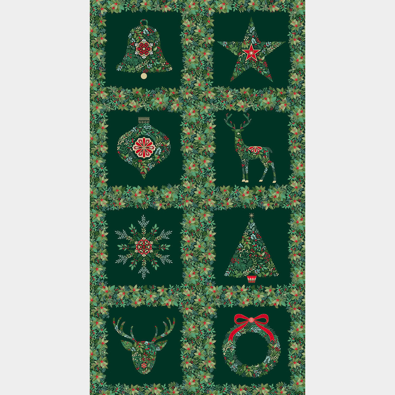 Good Tidings - Squares Green Metallic Panel