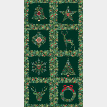 Good Tidings - Squares Green Metallic Panel