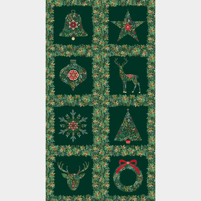 Good Tidings - Squares Green Metallic Panel