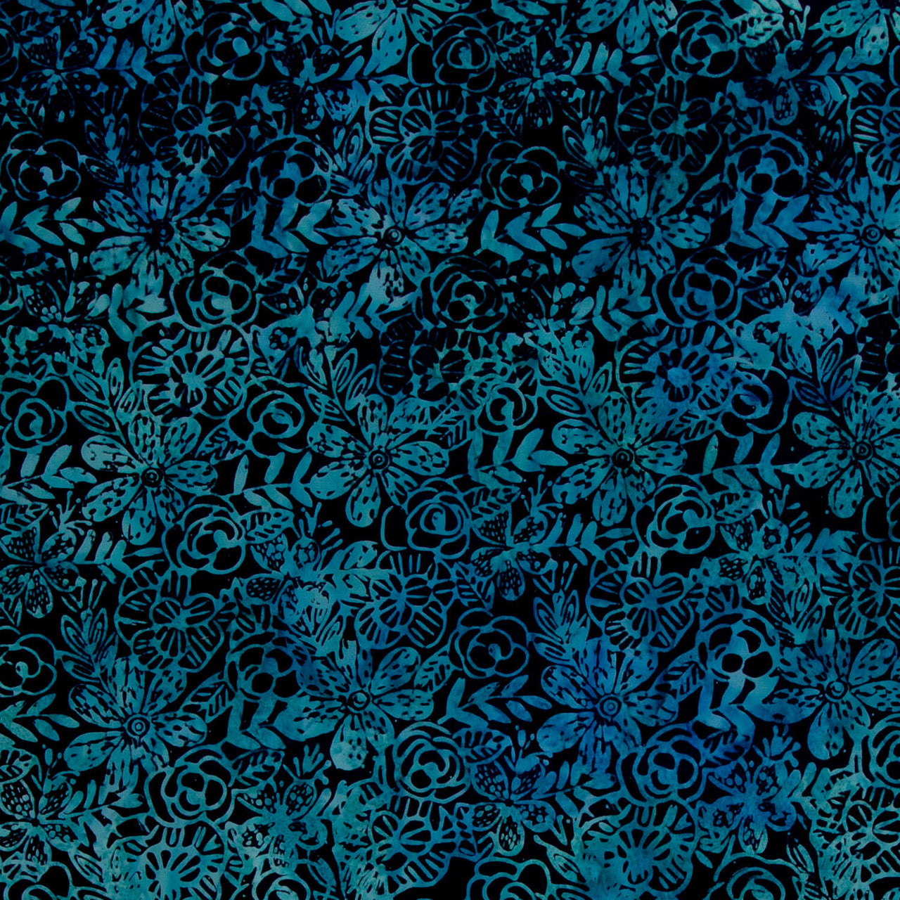 Grandeur Batiks - Etched Floral Black Yardage
