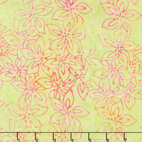 April Green Batiks - Azaleas Chartreuse Yardage