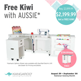 Aussie II Sewing Cabinet (White) with Kiwi Cabinet (White)