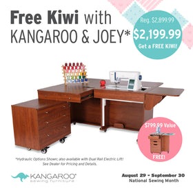 Kangaroo & Joey Sewing Cabinet (Teak) with Kiwi Cabinet (Teak)