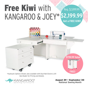 Kangaroo & Joey Sewing Cabinet (Ash White) with Kiwi Cabinet (Ash White)
