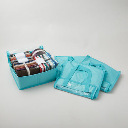 Missouri Star Fabric Storage Bag Small - Set of 4 Aqua