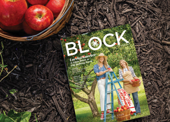 Stack of BLOCK magazines and a sewing machine
