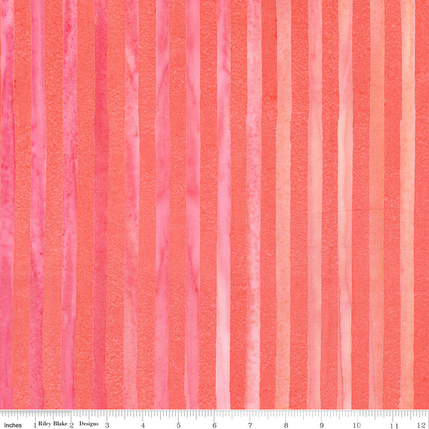 Elementals Batiks - Get in Line - Salmon Run