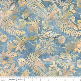 Expressions Batiks - Floral Grid - Ferns - Pebble Pastiche
