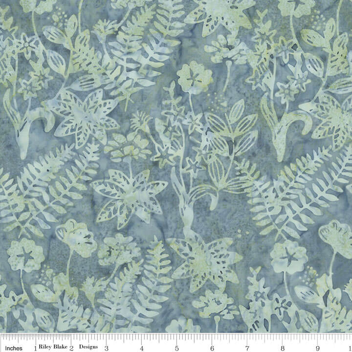 Expressions Batiks - Floral Grid - Adriatic Mist