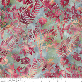 Expressions Batiks - Floral Grid - Raspberry Jade