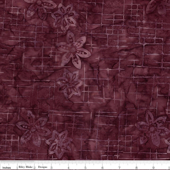 Expressions Batiks - Floral Grid - Japanese Maple