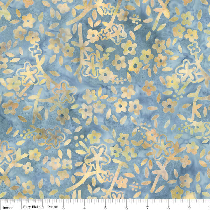 Expressions Batiks - Floral Grid - Flowers - Pebble Pastiche