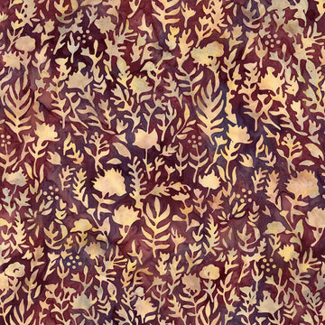 Floral Grid Batiks - Black Cherry Chutney