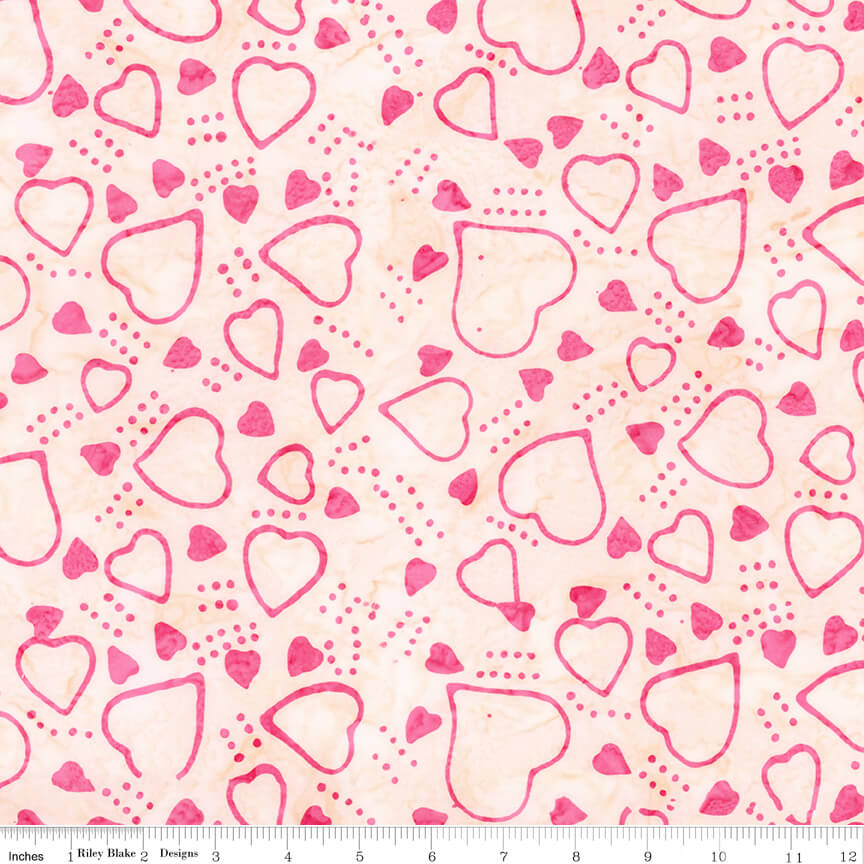 Love Punch Batiks - Hearts - Piggy Pink