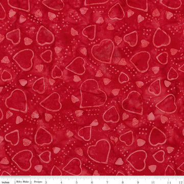 Love Punch Batiks - Hearts - Red