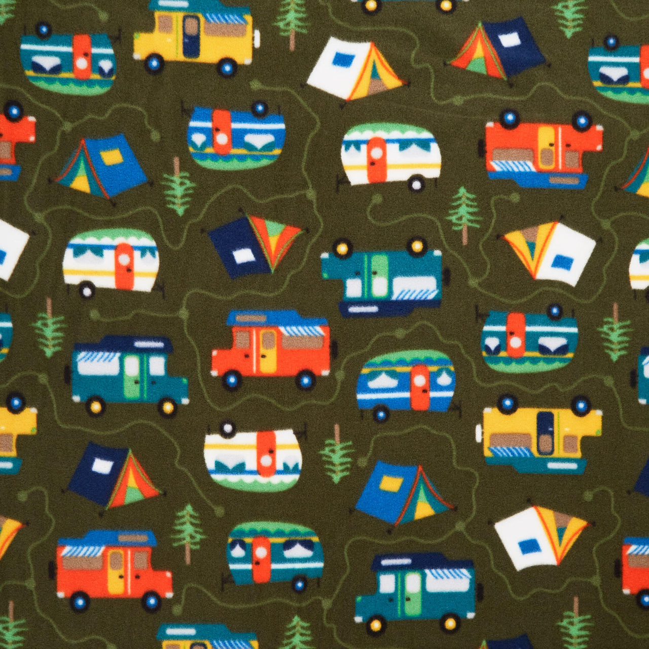 Winterfleece - Gone Camping Olive Yardage