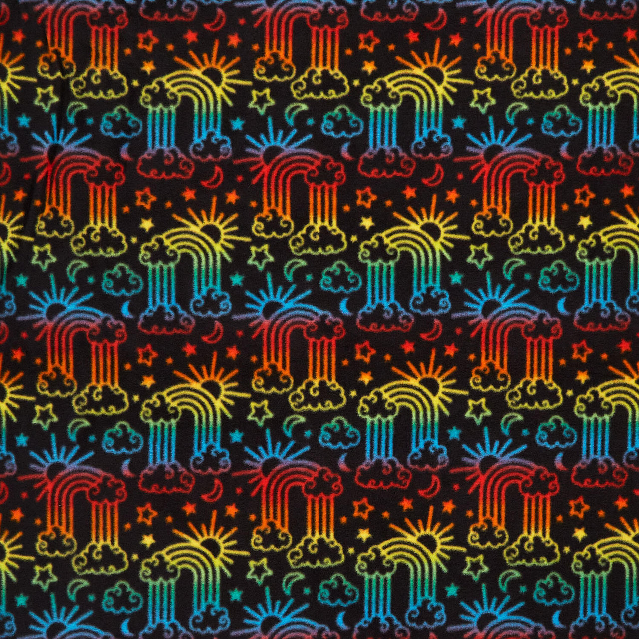 Winterfleece - Rainbow Dreams Black Yardage