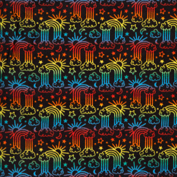 Winterfleece - Rainbow Dreams Black Yardage
