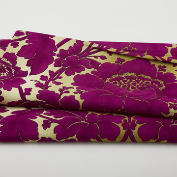 Flower Festival - Garden Damask Aubergine 2 Yard Cut