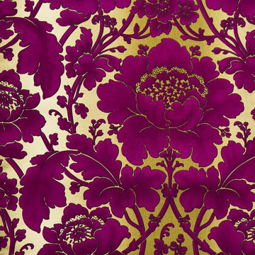 Flower Festival - Garden Damask Aubergine 2 Yard Cut