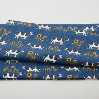 Heartland - Grazing Cows Dark Blue 2 Yard Cut