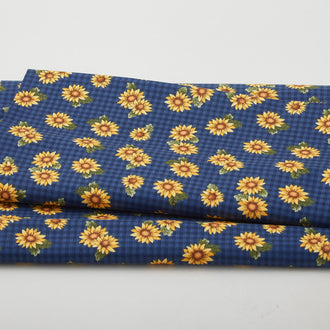 Heartland - Field Sunflowers Dark Blue 2 Yard Cut
