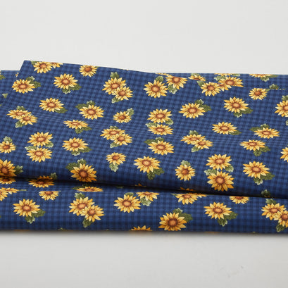Heartland - Field Sunflowers Dark Blue 2 Yard Cut