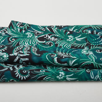 Winterberry Floral - Winterberry Scroll Green 2 Yard Cut