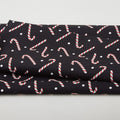 Country Christmas - Jolly Candy Canes Black 2 Yard Cut