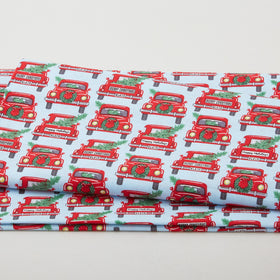 Country Christmas - Jolly Red Trucks Sky Blue 2 Yard Cut